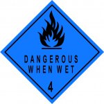 Safety Diamond 25x25mm Class 4.3 Dangerous When Wet ea