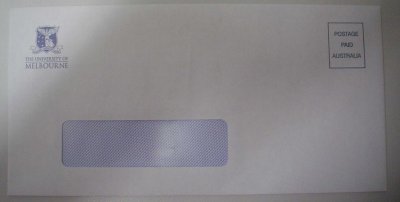 Uni of Melbourne DL Window White Envelopes 110x220 10/pkt - Click Image to Close