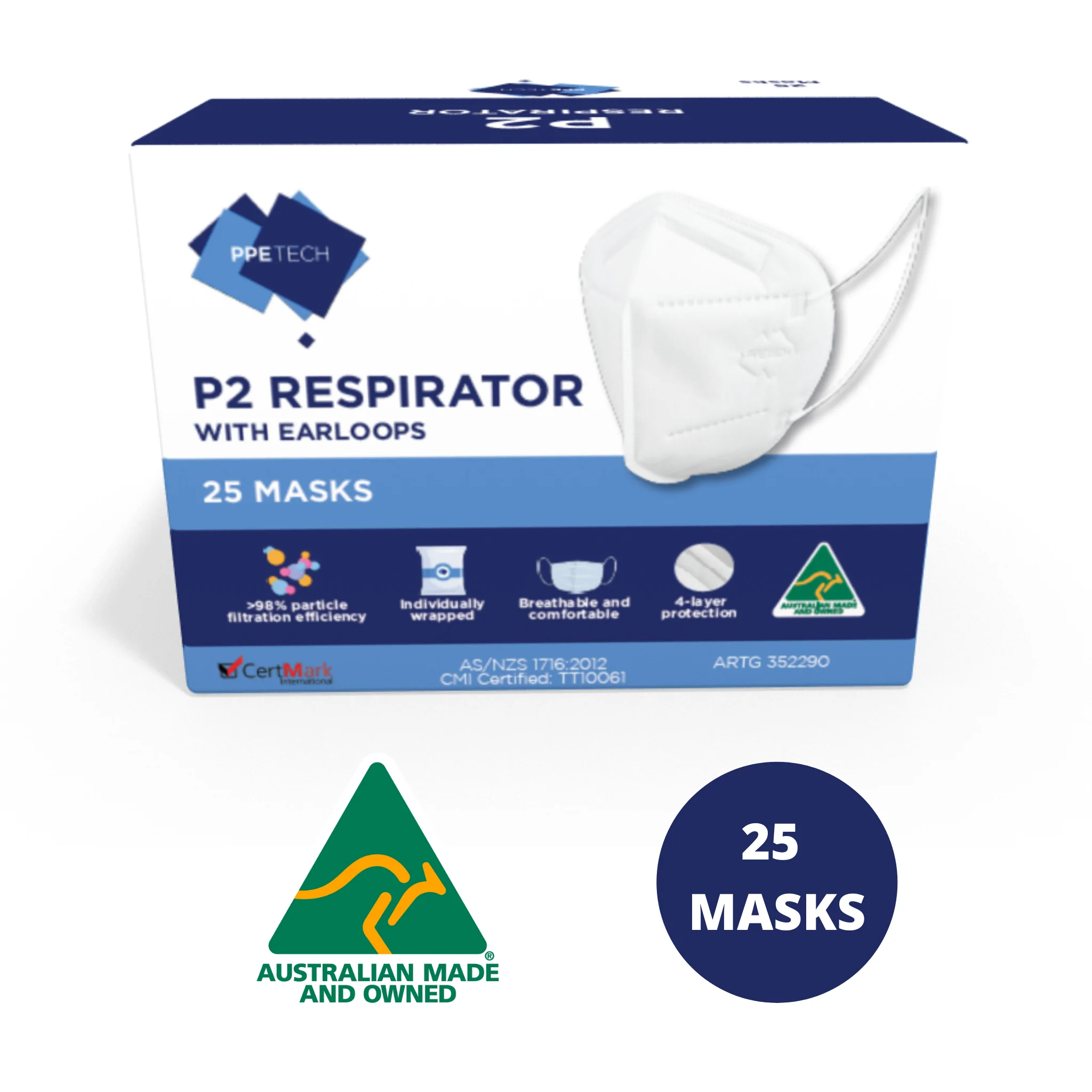 Mask Disposable P2/N95 - PPETECH Box of 25
