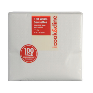 Coles Serviettes White 100 pack - Click Image to Close